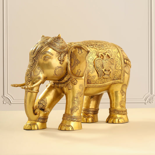 Brass Elephant Royal Statue (15 Inch)