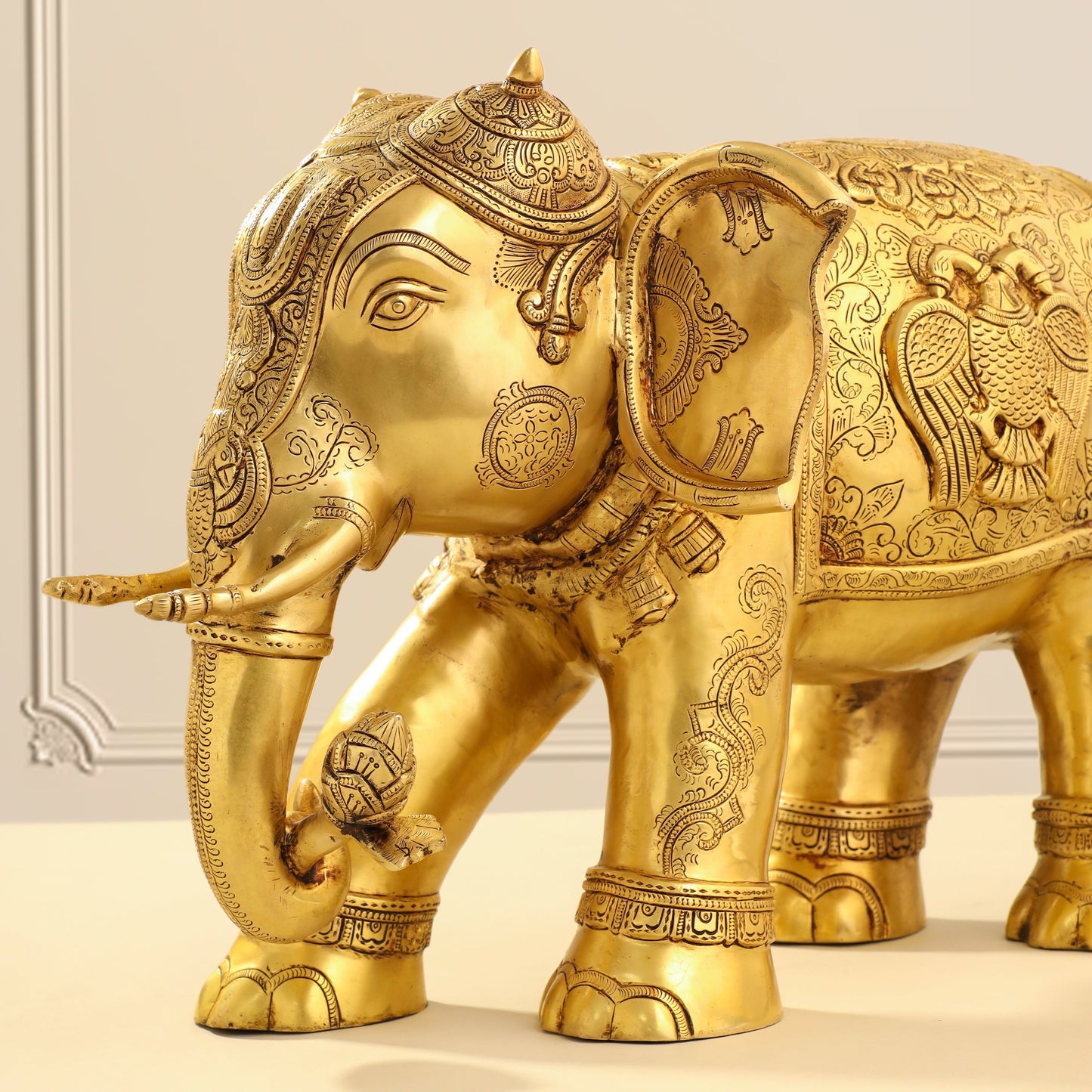 Brass Elephant Royal Statue (15 Inch)
