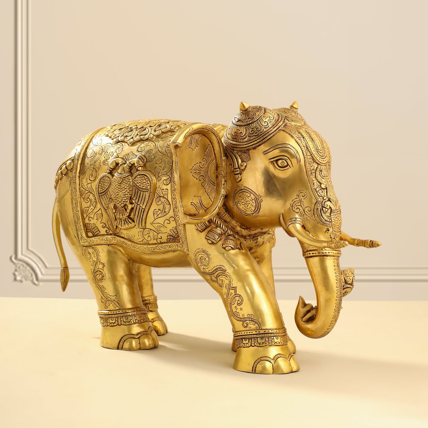 Brass Elephant Royal Statue (15 Inch)