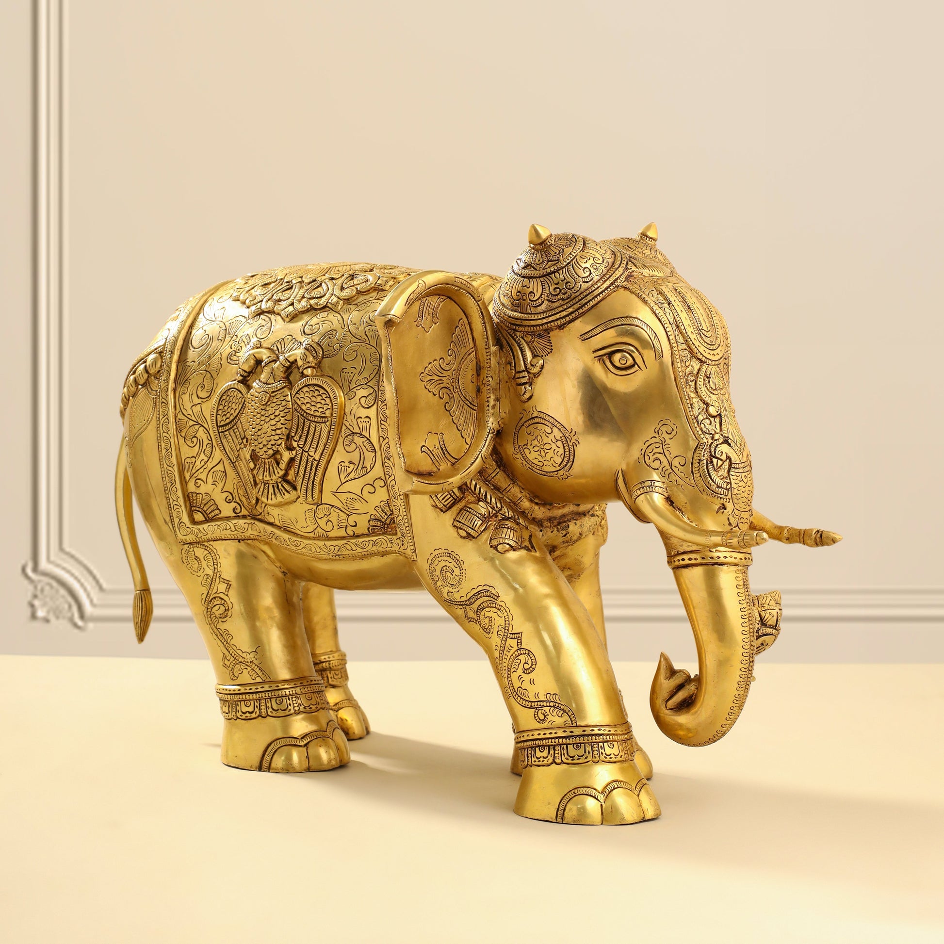 Brass Elephant Royal Statue (15 Inch)