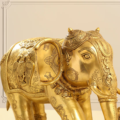 Brass Elephant Royal Statue (15 Inch)