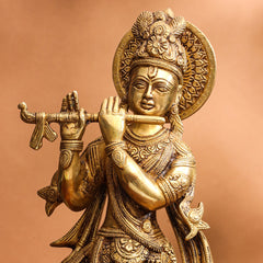 Brass Krishna Idol (13 Inch)
