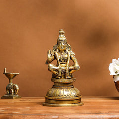 Brass Lord Ayyappa/Ayyappan Idol (8 Inch)