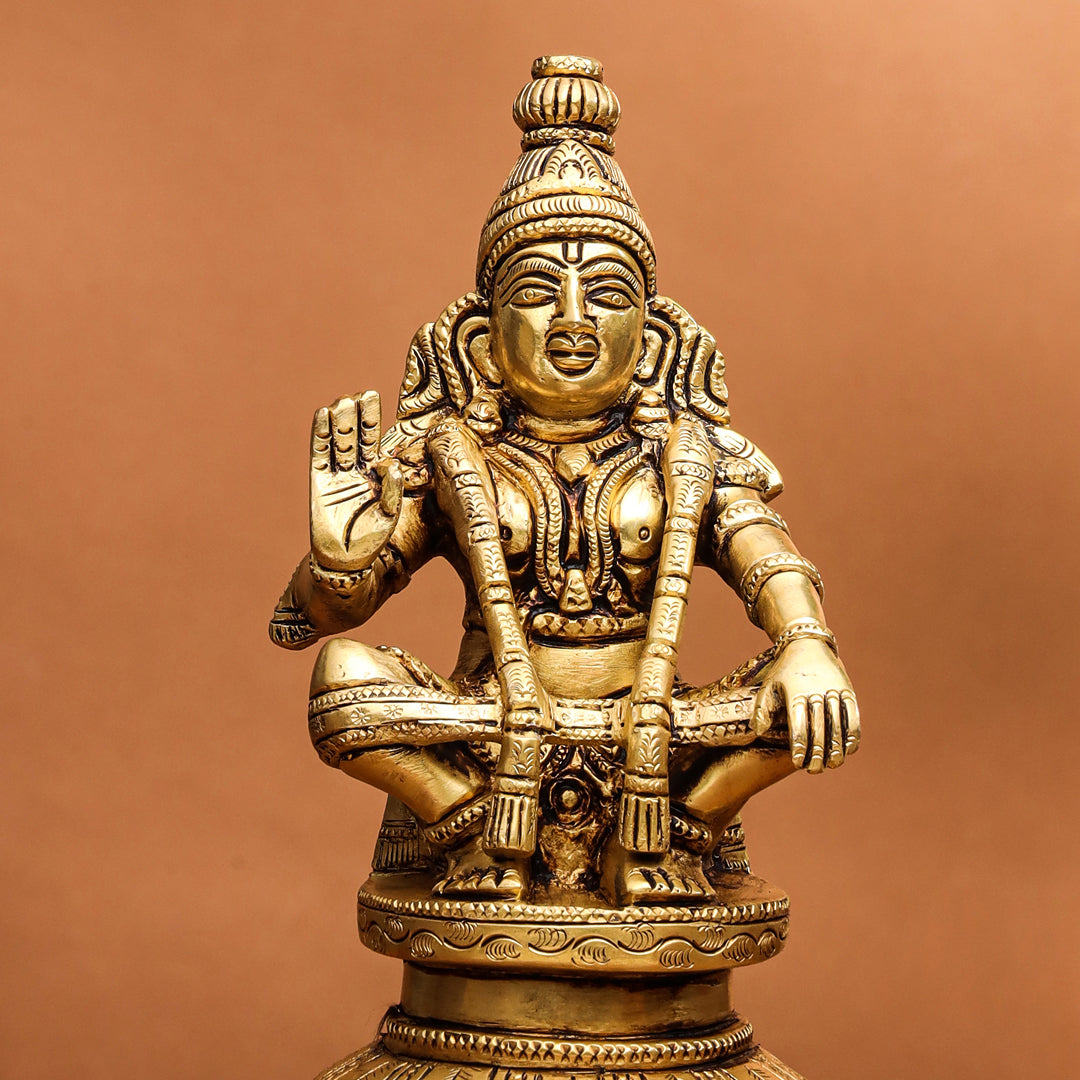 Brass Lord Ayyappa/Ayyappan Idol (8 Inch)