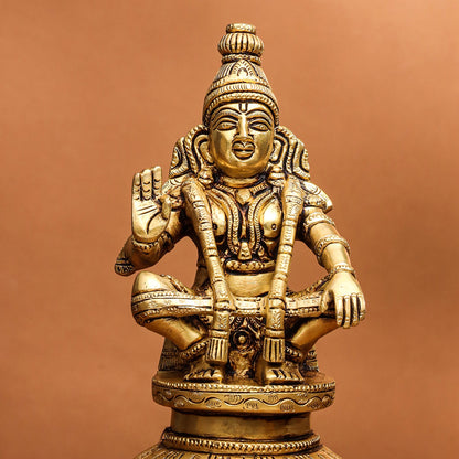 Brass Lord Ayyappa/Ayyappan Idol (8 Inch)