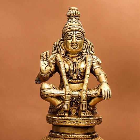 Brass Lord Ayyappa/Ayyappan Idol (8 Inch)