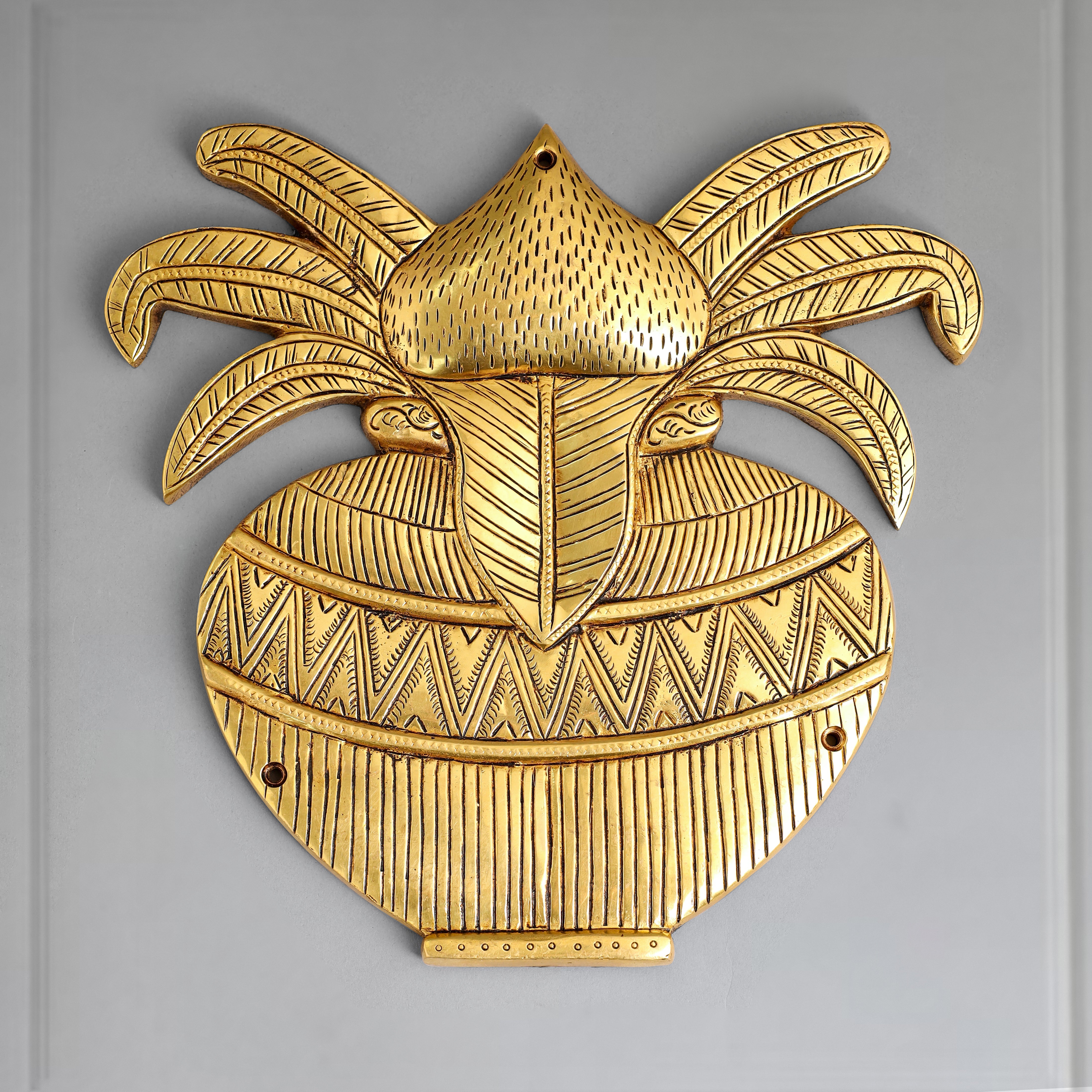 Brass Mangal Kalash Wall Hanging (9.5 Inch)