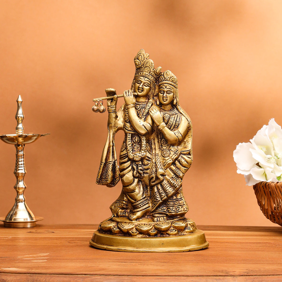 Brass Radha Krishna Idol (8 Inch)