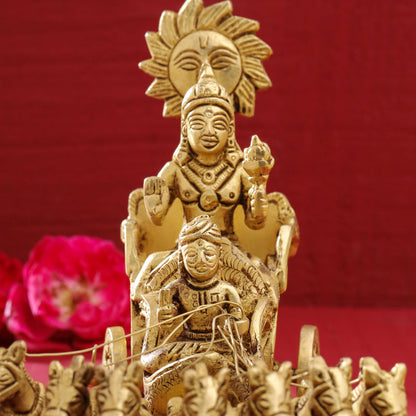 Brass Surya Rath Idol (5 Inch)