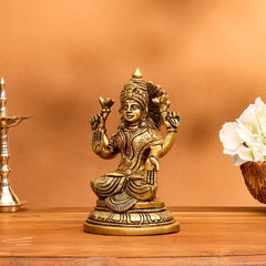 Brass Goddess Lakshmi Idol (6.8 Inch)