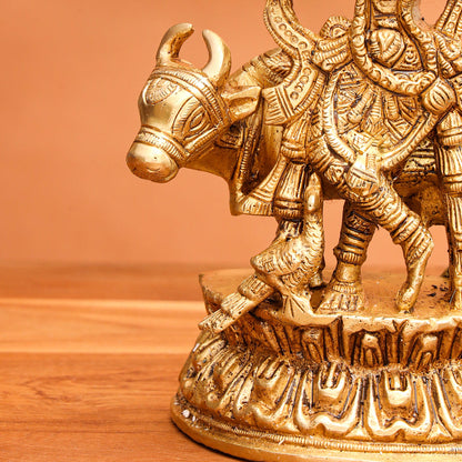 Brass Krishna With Cow Idol (7 Inch)