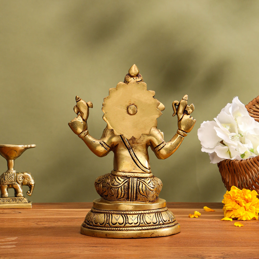 Brass Lord Ganesha Idol (6.8 Inch)