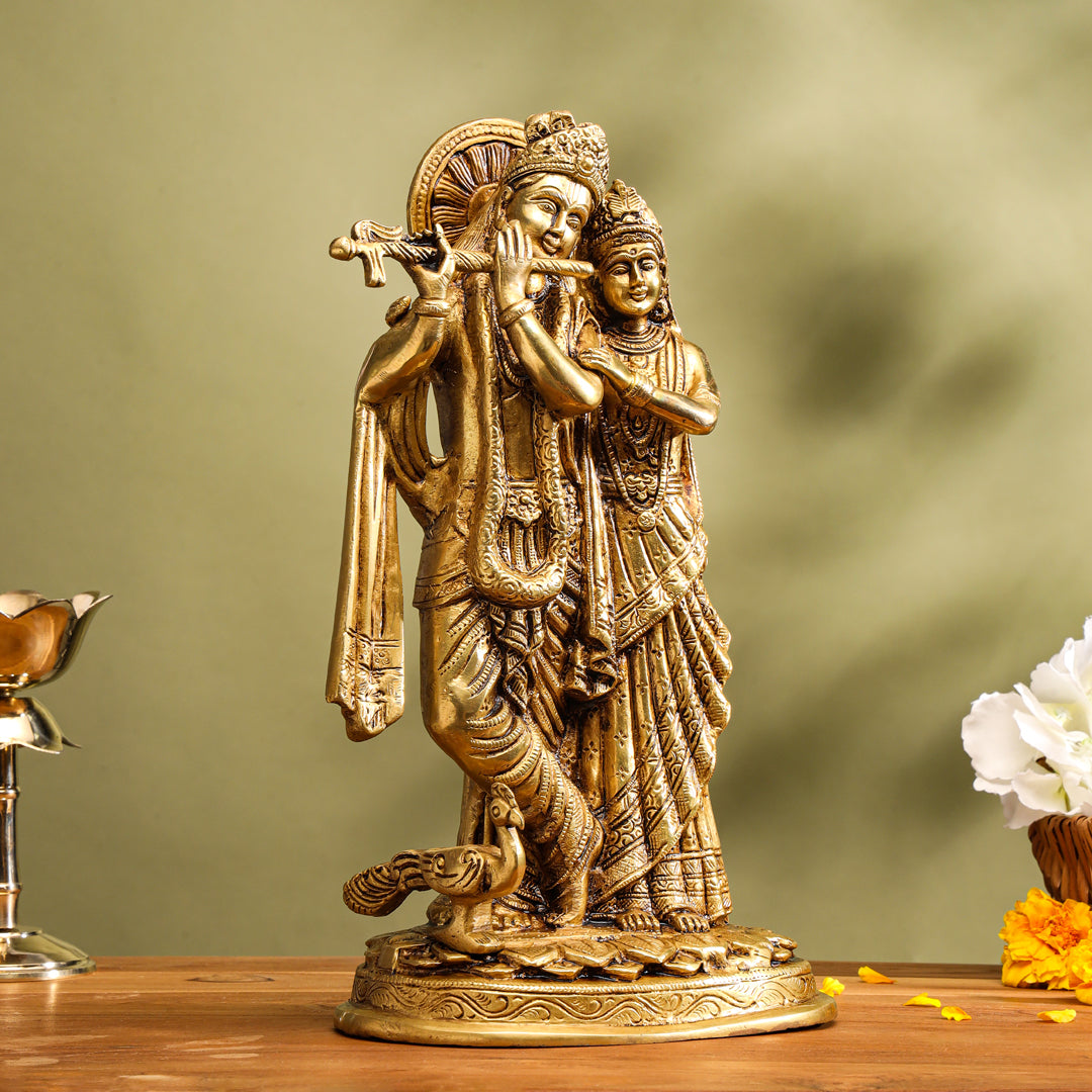 Brass Superfine Radha Krishna Idol (12 Inch)
