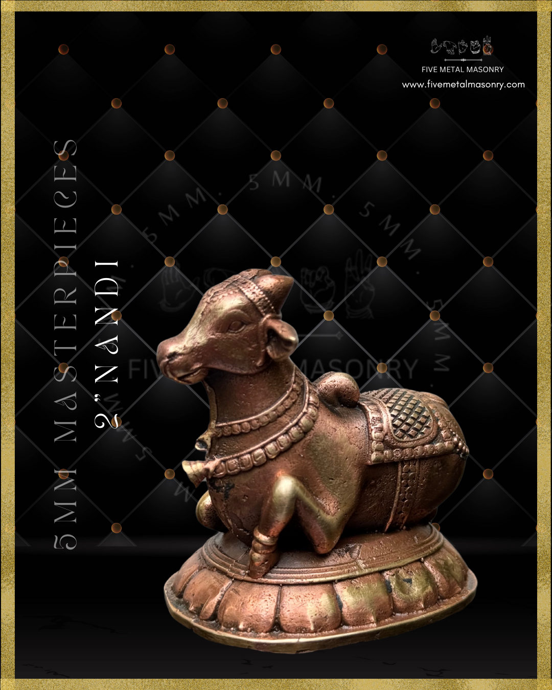 Nandi Panchaloha Bronze Icon - 2"-  Masterpieces Collection