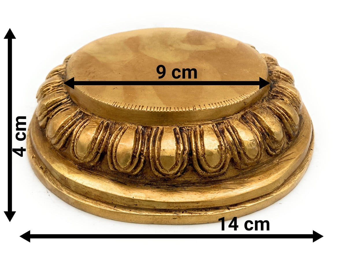 Brass Chowki Bajot Peetha Aasan for Pooja, Handmade Singhasan Stand for Kalash, Deity, Idols, Traditional Mandir Pedestal Platform for Temple & Home Decor, Gold, 1.5 Inch, 1 Piece