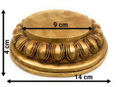 Brass Chowki Bajot Peetha Aasan for Pooja, Handmade Singhasan Stand for Kalash, Deity, Idols, Traditional Mandir Pedestal Platform for Temple & Home Decor, Gold, 1.5 Inch, 1 Piece