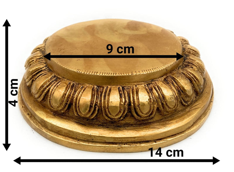 Brass Chowki Bajot Peetha Aasan for Pooja, Handmade Singhasan Stand for Kalash, Deity, Idols, Traditional Mandir Pedestal Platform for Temple & Home Decor, Gold, 1.5 Inch, 1 Piece