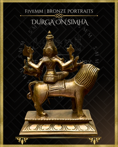 Durga on Simha Panchaloha Bronze Icon - 5.5"