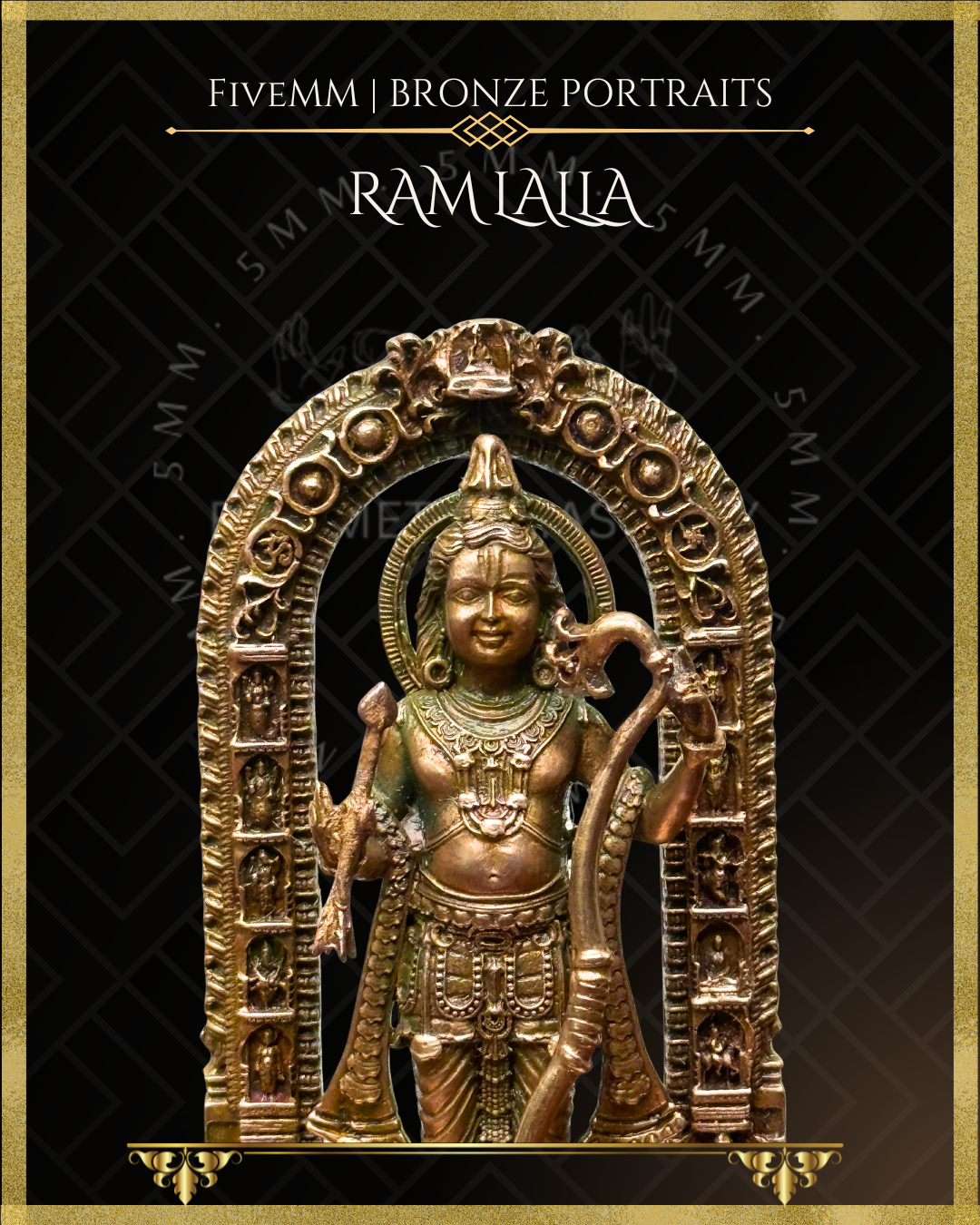 Ayodhya Ramlalla Panchaloha Bronze Icon - 6" with arch