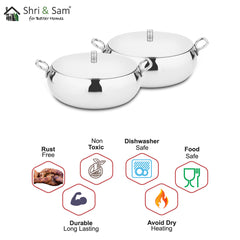 Stainless Steel 2 PCS Serving Bowl with SS Lid Marina