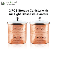 Stainless Steel 2 PCS 700 ML Storage Canister with Air Tight Glass Lid Cantera