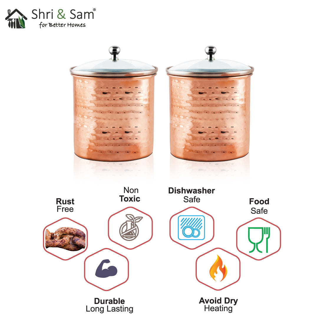 Stainless Steel 2 PCS 700 ML Storage Canister with Air Tight Glass Lid Cantera