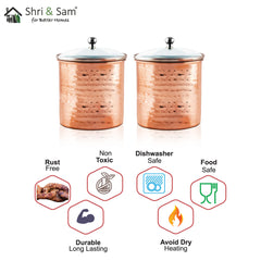 Stainless Steel 2 PCS 700 ML Storage Canister with Air Tight Glass Lid Cantera