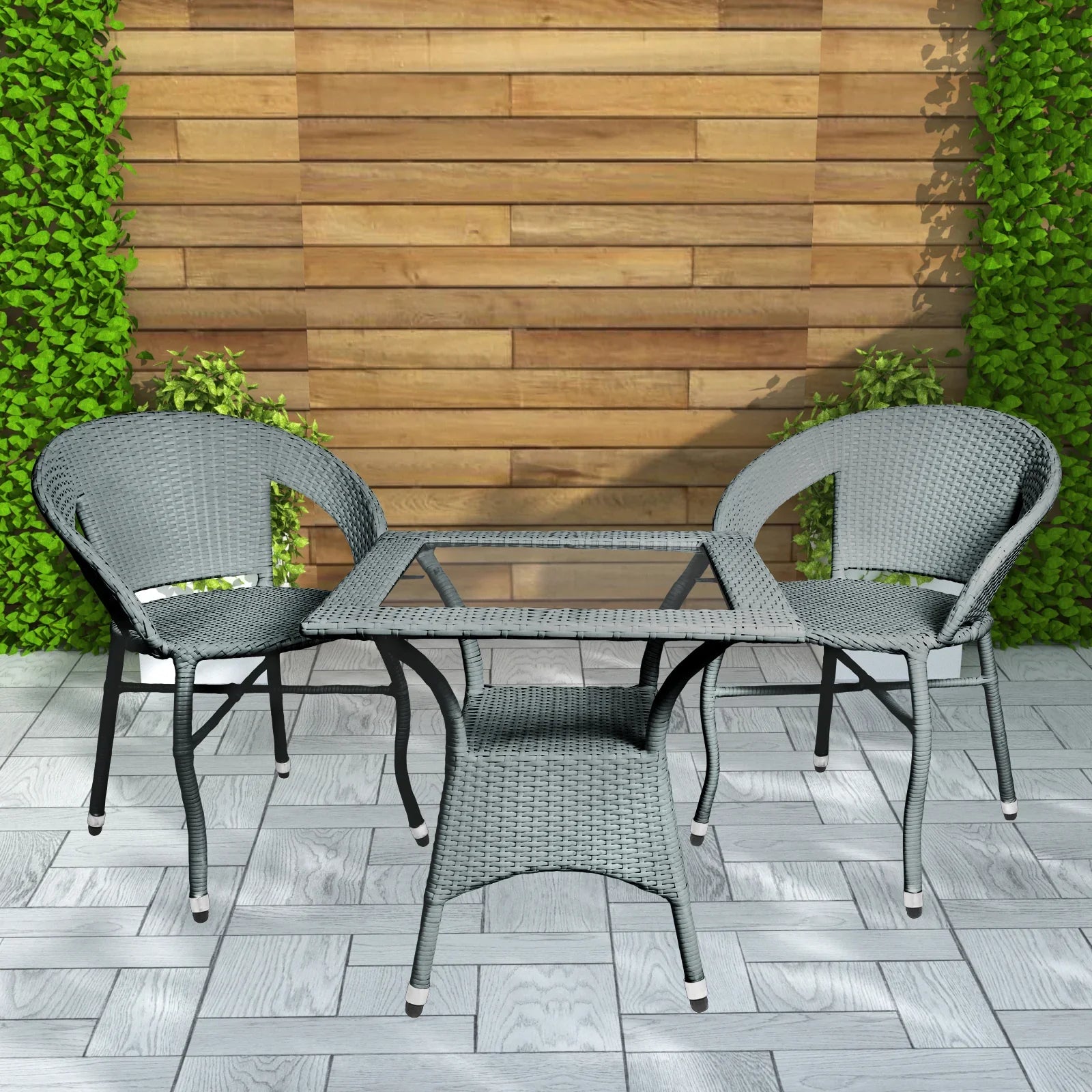 Hapit Outdoor Patio Seating Set 2 Chairs and 1 Table Set