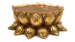 Bhunes Brass Lotus Shaped Pooja Kalash Chowki, Handmade Temple Bajot, Kamal Peetha, Singhasan Stand for Deity, Mandir, Home Decor, Gold, 2.5 Inch, 1 Piece