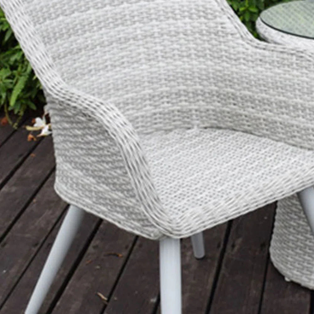 Cristián Outdoor Patio Seating Set 2 Chairs and 1 Table Set (White+Silver)