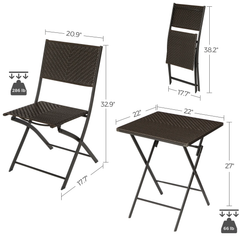Boni Outdoor Patio Seating Set 2 Chairs and 1 Table Set (Dark Brown)