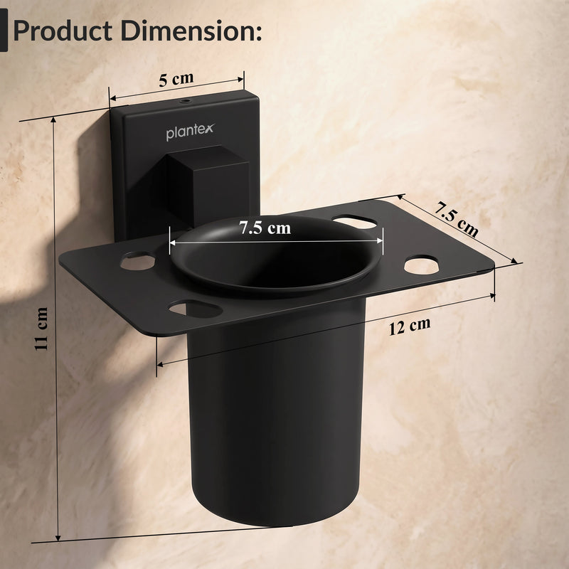 Plantex Tumbler Holder for Bathroom/Stainless Steel Toothpaste Holder/Toothbrush Holder/Bathroom Accessories - Pack of 1 (Black)-2