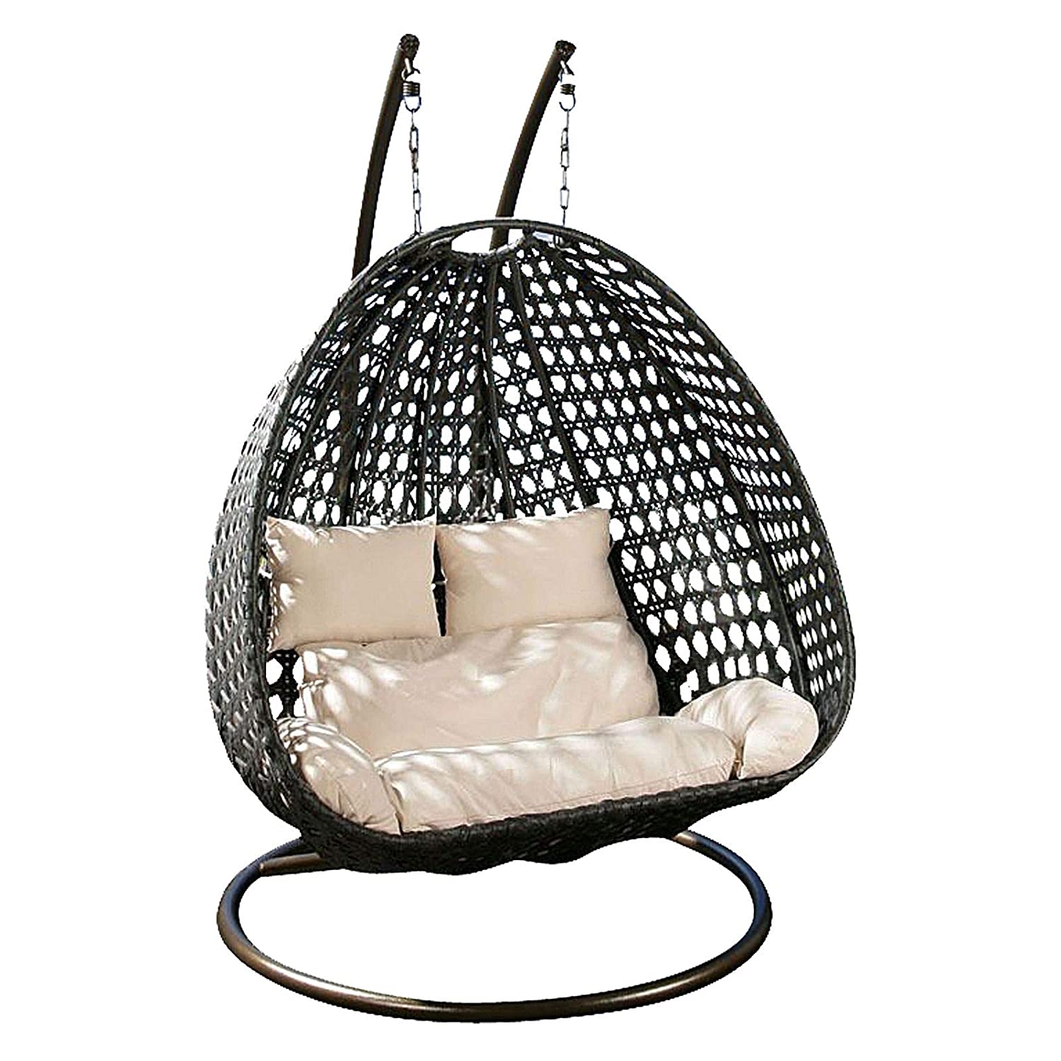 Allesi double Seater Hanging Swing With Stand For Balcony , Garden Swing (Black)
