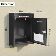 Plantex All in 1 Letter Box/Multipurpose Box- Suggestion Box/Complaint Box/Post Box/Donation Box/Letter Box for Home gate and Office with Keylocks - Table Top, Wall Mounted - GI Steel (Black)-2