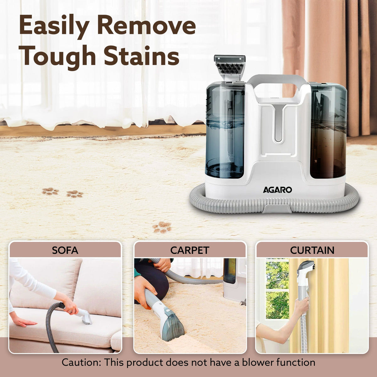 AGARO Crest Portable Spot Cleaner, Super Suction Cleaning Machine, Stain Remover, Multi-Purpose Portable Carpet and Upho