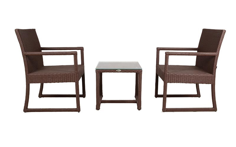 Binny Outdoor Patio Seating Set 2 Chairs and 1 Table Set (Brown)