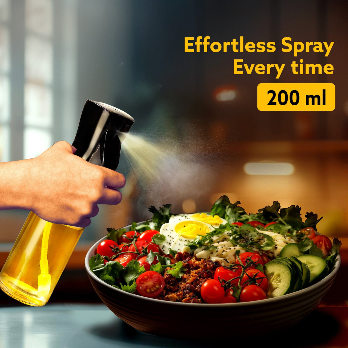 AGARO Elegant Oil Sprayer For Cooking, 200 Ml, Glass Body, Refillable Cooking Oil Spray Bottle, Oil Spritzer, Widely Used For Salad Making, Baking, Frying, Bbq, Portable,Brown