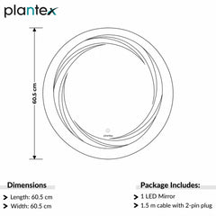 Plantex Glass Mirror with Light with 3 Tone/Smart Mirror Shatterproof for Living Room/Bedroom/Dressing Room - Round Shape (24 Inch)-2