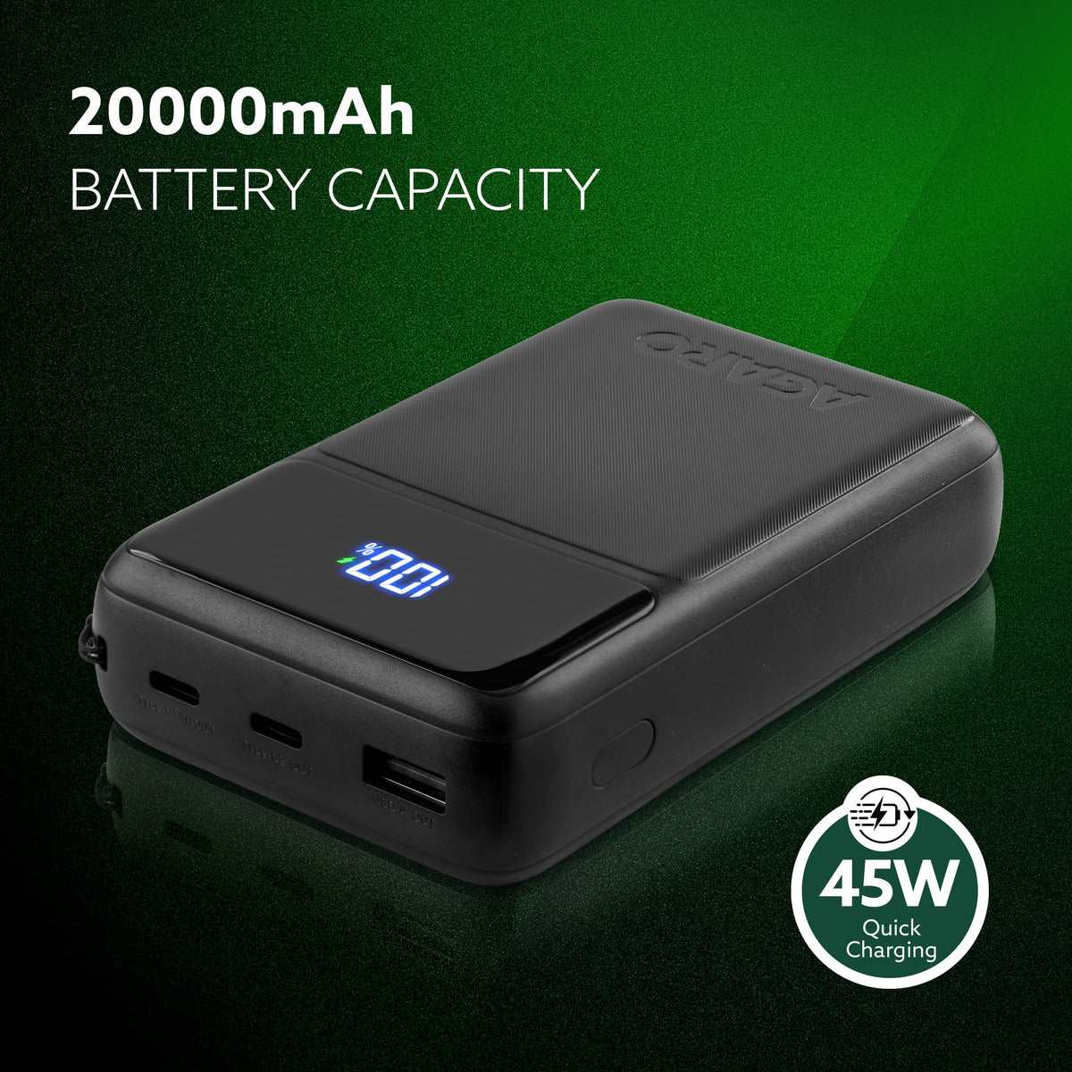 AGARO Spark 20000 mAh Compact Power Bank, 45W Quick Charging for Smartphones-2