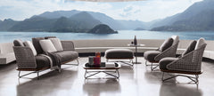 Alano Outdoor Garden Balcony Sofa Set 3 Seater, 2 Single Seater 1 Ottoman and 1 Center Table Set Braid & Rope (Grey)