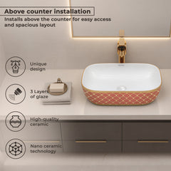 Plantex Ceramic Washbasin for Bathroom/Table Top Wash Basin/Countertop Vessel Sink Basin - Indo-European Collection - (NC-104,18 x 13 x 5 Inch)-5
