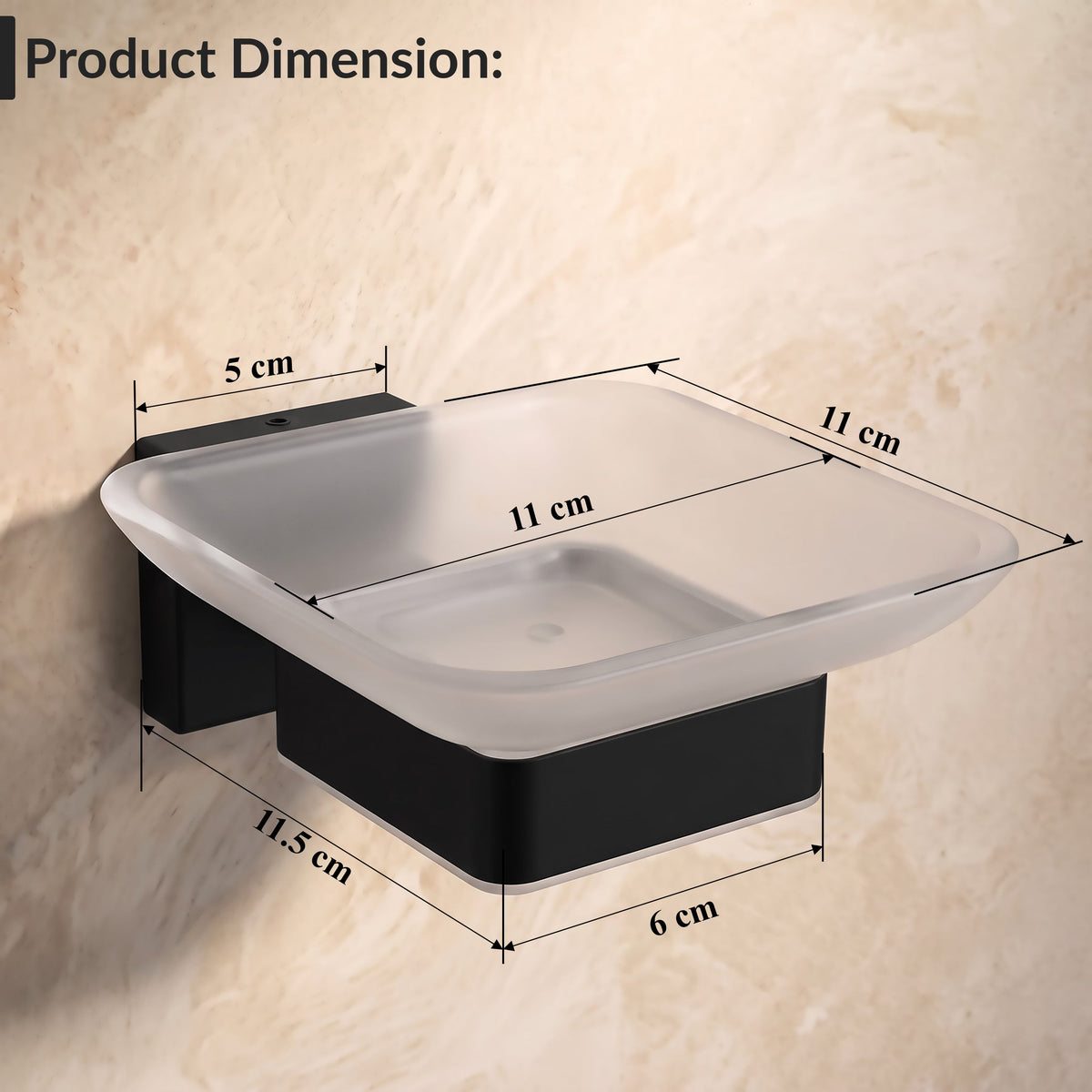 Plantex Stainless Steel Glass Soap Dish for Bathroom/Soap Holder/Soap Case/Soap Stand for Kitchen/Bathroom Accessories - Aqua (Black)-2