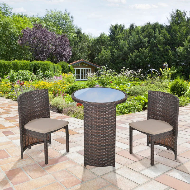 Vavrik Outdoor Patio Seating Set 2 Chairs and 1 Table Set (Brown)