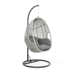 Luca Single Seater Hanging Swing With Stand For Balcony , Garden Swing (White)
