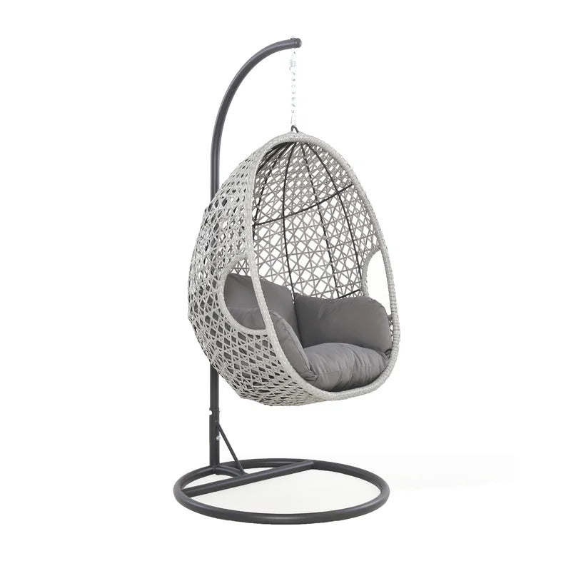 Luca Single Seater Hanging Swing With Stand For Balcony , Garden Swing (White)