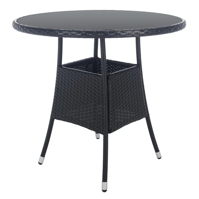 Yurick Outdoor Patio Seating Set 4 Chairs and 1 Table Set (Black)