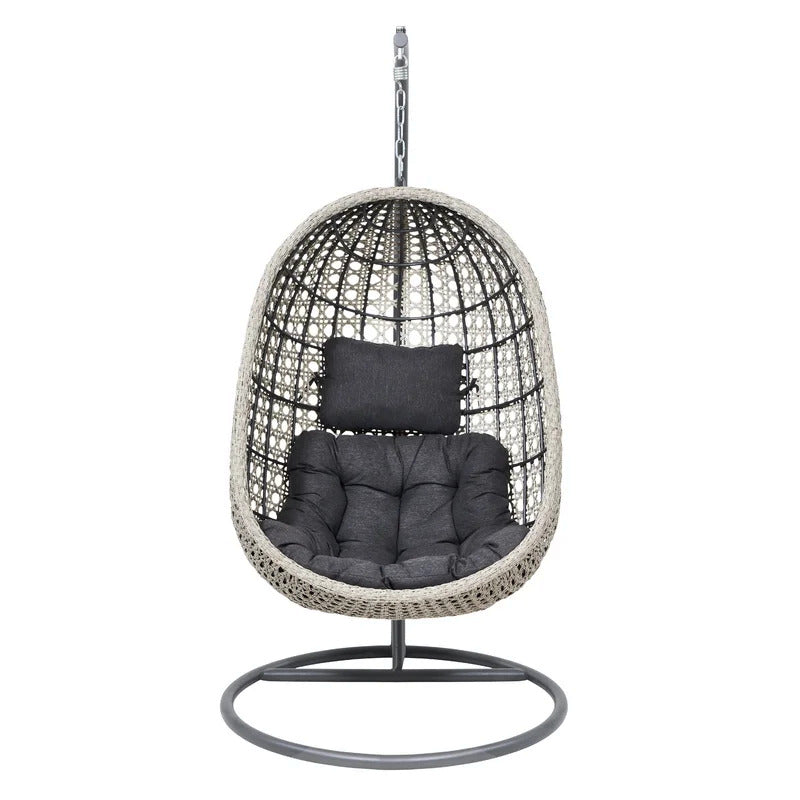 Rodolfo Single Seater Hanging Swing With Stand For Balcony , Garden Swing (Grey)