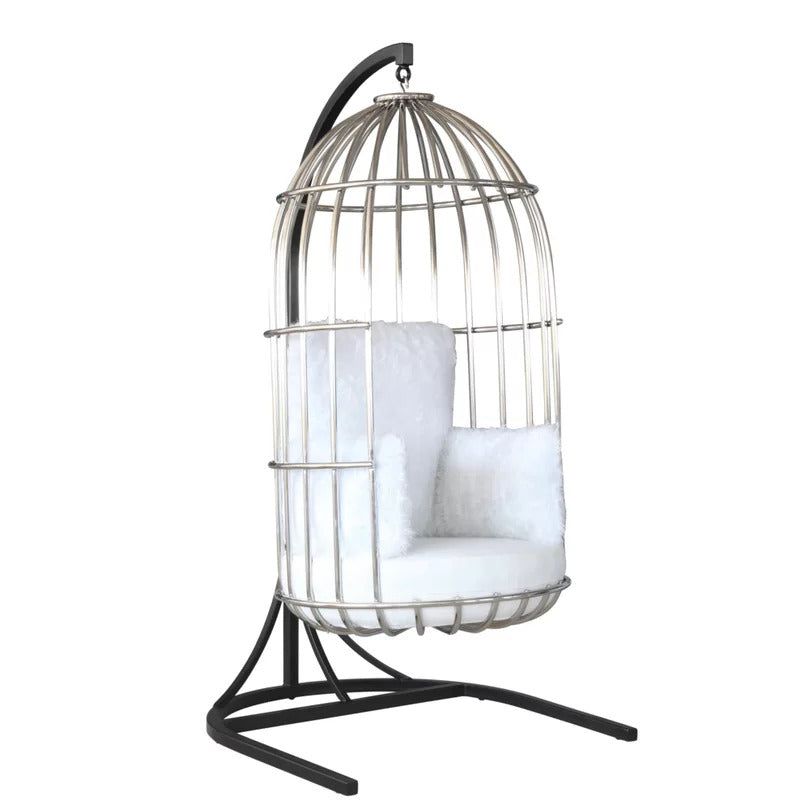 Fino Single Seater Hanging Swing With Stand For Balcony , Garden Swing (Silver)