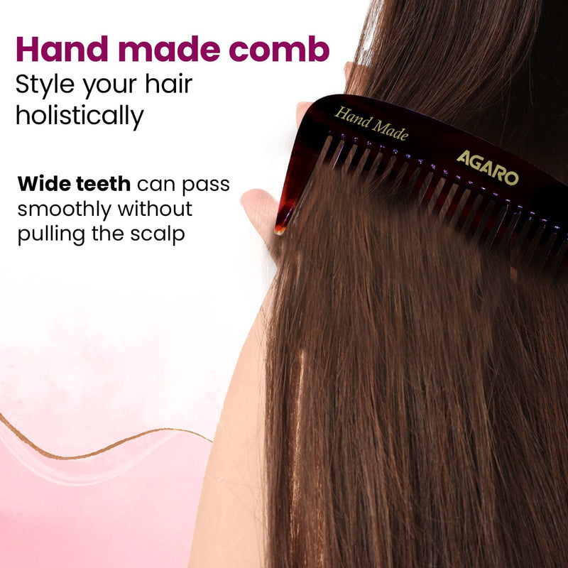 AGARO Hand Made Cellulose Acetate Comb HMC73, All Fine Tooth Dressing Comb, Smooth Rounded Teeth, Hair Styling, Hair Bru