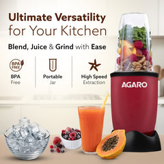 AGARO Regal Nutri Blender with 3 Jars, 400 Watts Personal Blender with 100% Copper Motor
